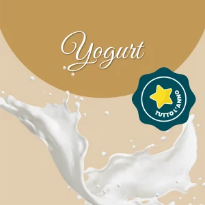 Si vede un'immagine che racchiude i principali ingredienti dello yogurt: latte e yogurt