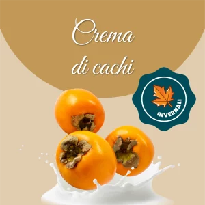 Si vede un'immagine che racchiude i principali ingredienti della crema ai cachi: latte, e cachi.